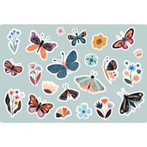 Butterfly And Flowers Sticker Sheet