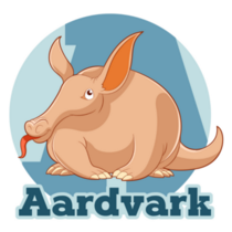 Cartoon Aardvark Lettering Sticker