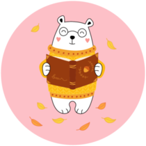 Cartoon Bear Reads A Book Autumn Leaf Fall Sticker