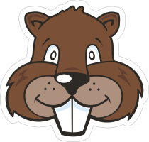 Cartoon Beaver Mascot Sticker