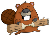 Cartoon Beaver With A Piece Of Wood Sticker