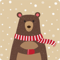 Cartoon Cute Bear Wearing Red Scarf Sticker