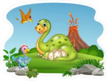 Cartoon Dinosaur Landscape Sticker