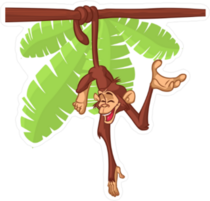 Cartoon Monkey Hanging From The Tree Sticker