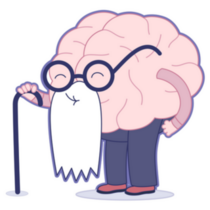 Cartoon Old Brain Wearing Glasses And Beard Sticker