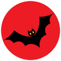 Cartoon Simple Bat Illustration On Red Sticker