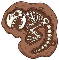 Cartoon T-Rex Dinosaur Fossil Sticker