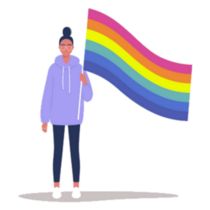 Character Holding A Rainbow Flag Pride Sticker