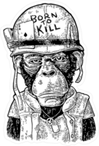 Chimpanzee Monkey Dressed As Soldier Sticker