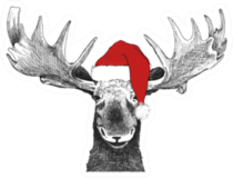 Christmas Moose With Santa Claus Hat Sticker