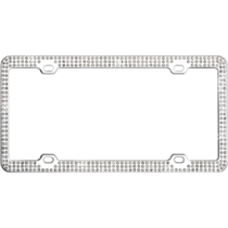 Chrome Coated Metal With Triple Row White Diamonds License Plate Frame