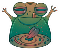 Chubby Green Toad Eats A Fly Sticker