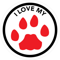 Classic I Love My Pet With Red Paw Circle Sticker