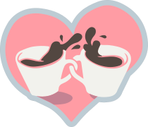 Coffee Cups In Heart Sticker