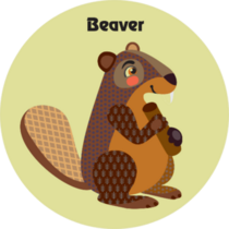 Colorful Decorative Beaver Sitting On Green Sticker