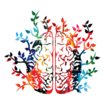 Colorful Human Brain With Leaves Sticker