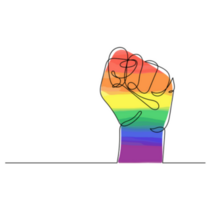 Continuous Line Drawing Rainbow Fist Raised Up Pride Sticker