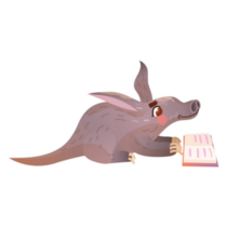 Cute Aardvark Reading Book Sticker