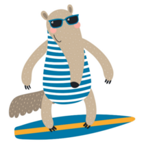 Cute Anteater Surfing Sticker