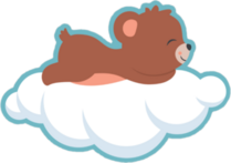 Cute Baby Bear Cub Sleeping On A Cloud Sticker