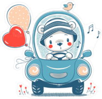 Cute Baby Bear Driving Sticker