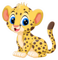 Cute Baby Cheetah Cartoon Sticker