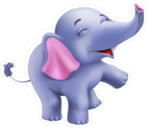 Cute Baby Elephant Cartoon Sticker