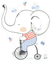 Cute Baby Elephant On Bicycle Sticker