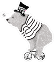 Cute Bear Riding Tiny Bike Sticker