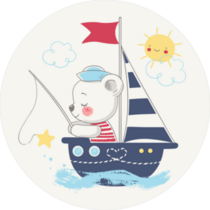 Cute Bear Sailor Fishing On A Ship Sticker