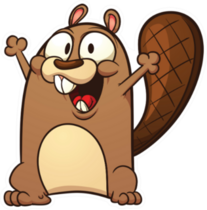 Cute Cartoon Beaver With Hands Raised Sticker