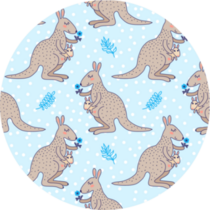 Cute Cartoon Kangaroo Baby And Small Flower Pattern Sticker