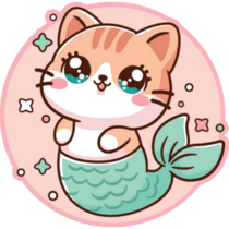 Cute Cat Mermaid Kawaii Sticker