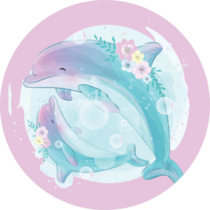 Cute Dolphin Mother And Baby Sticker