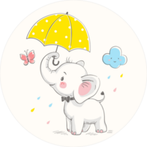 Cute Elephant With Umbrella Sticker