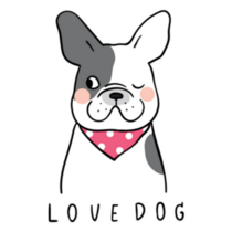 Cute French Bulldog "Love Dog" Sticker