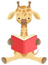 Cute Giraffe Sitting On The Floor And Reading Book Sticker