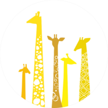 Cute Giraffes In Yellow Illustration Sticker