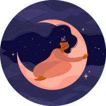 Cute Girl With Long Hair Sleeps On The Moon Sticker