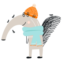 Cute Hand Drawn Anteater In Hat Sticker