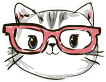 Cute Hand Drawn Cat With Glasses Sticker