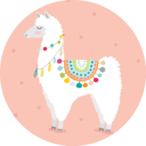 Cute Hand Drawn Llama In Pink Sticker