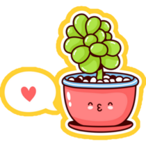 Cute Happy Kawaii Potted Succulent Sticker