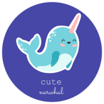 Cute Happy Narwhal On Purple Sticker