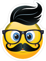 Cute Hipster with Black Hair Emoji Sticker