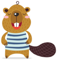 Cute Little Beaver Is Smiling In Clothes Sticker