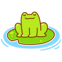 Cute Little Cartoon Frog Sitting on a Lily Pad Sticker