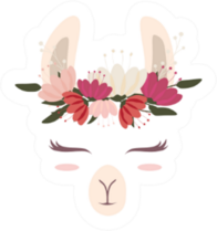 Cute Llama Head With Beautiful Flower Crown Sticker