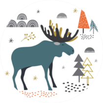 Cute Moose In Colorful Design Sticker