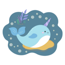 Cute Narwhal With Bubbles Sticker